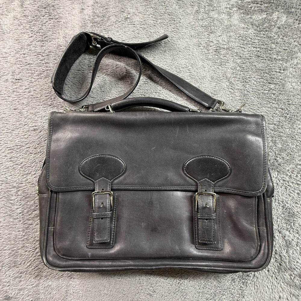 Vintage Coach Conner Briefcase Black Leather Messenger Laptop Bag F043-5237